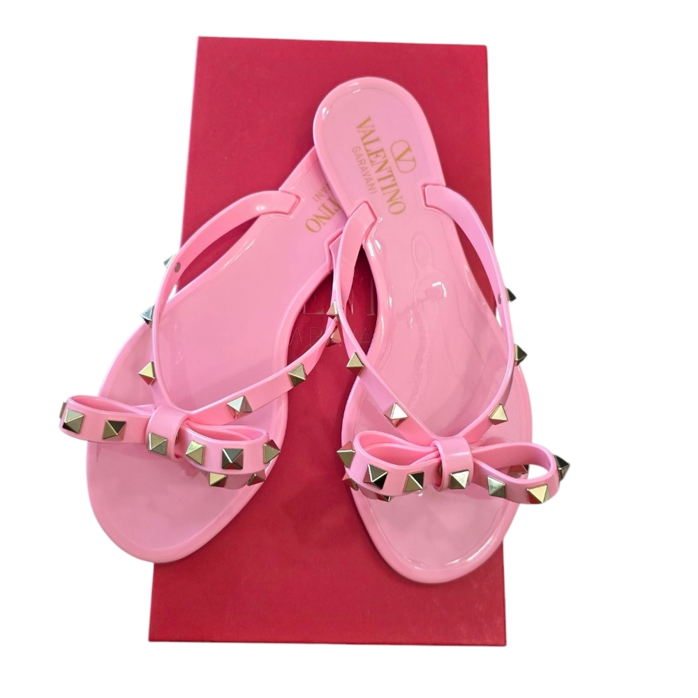 Valentino Garavani Pink Rockstud PVC Sandals